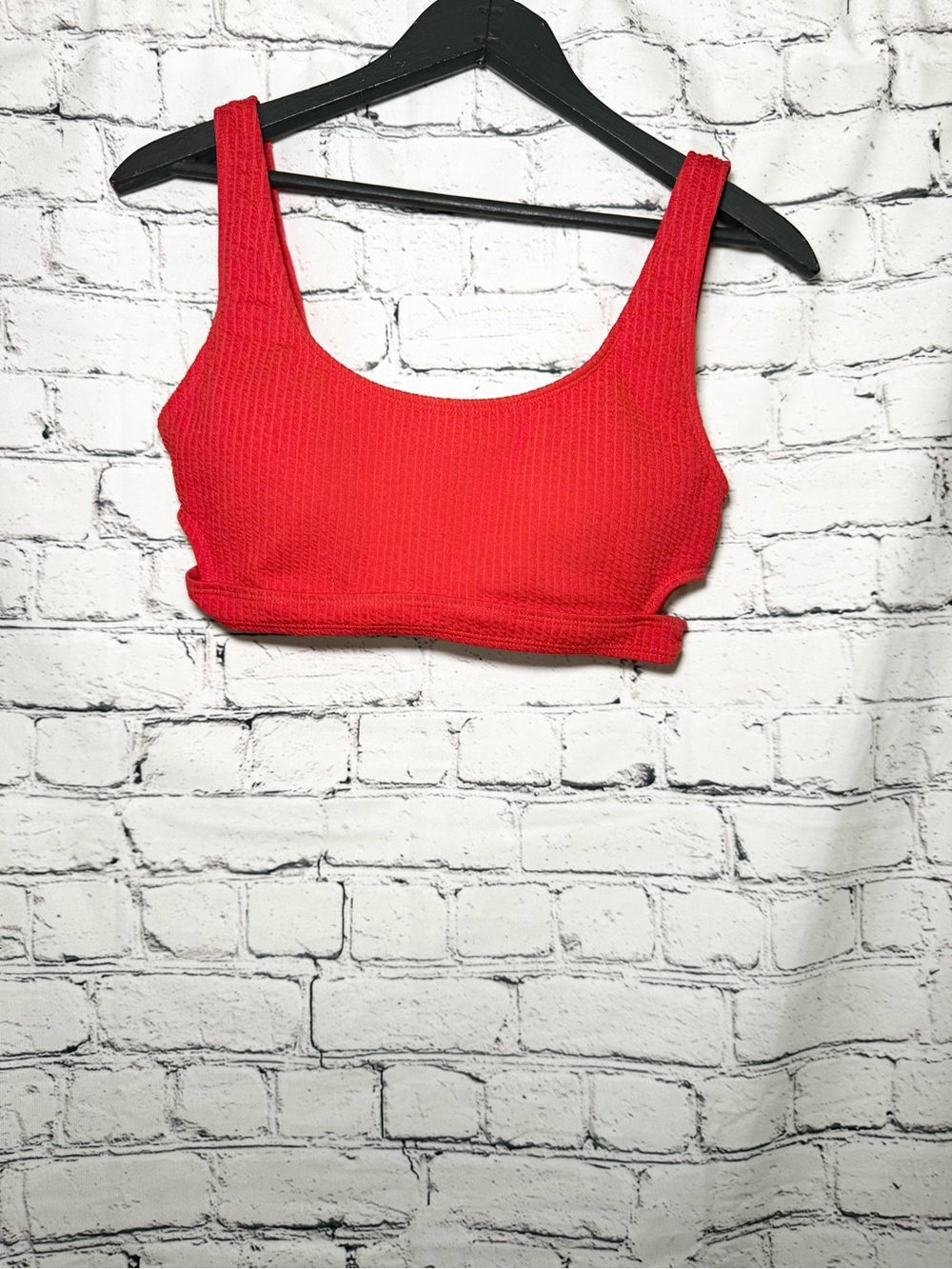 Red Ribbed swim top. Size M
